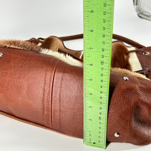Genuine Cowhide Leather Fur Drawstring Bag Springbok Clever Carriage Co $399 - Picture 4 of 7